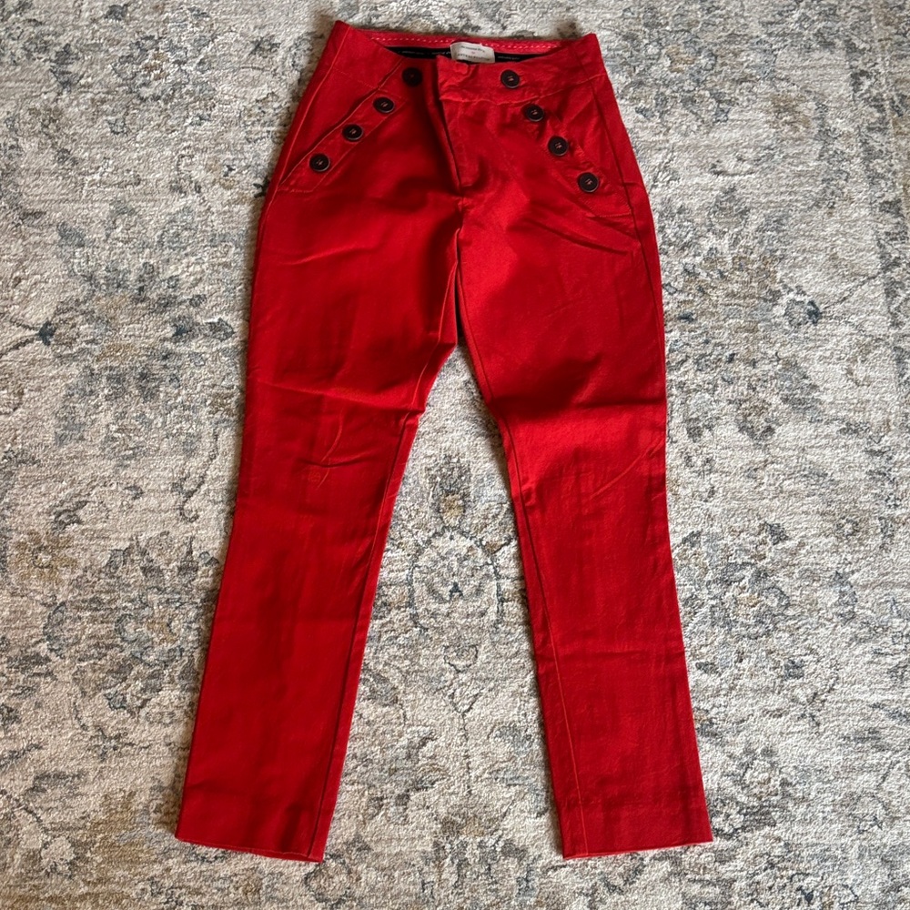 Anthropologie Vibrant Red Slim Pants
